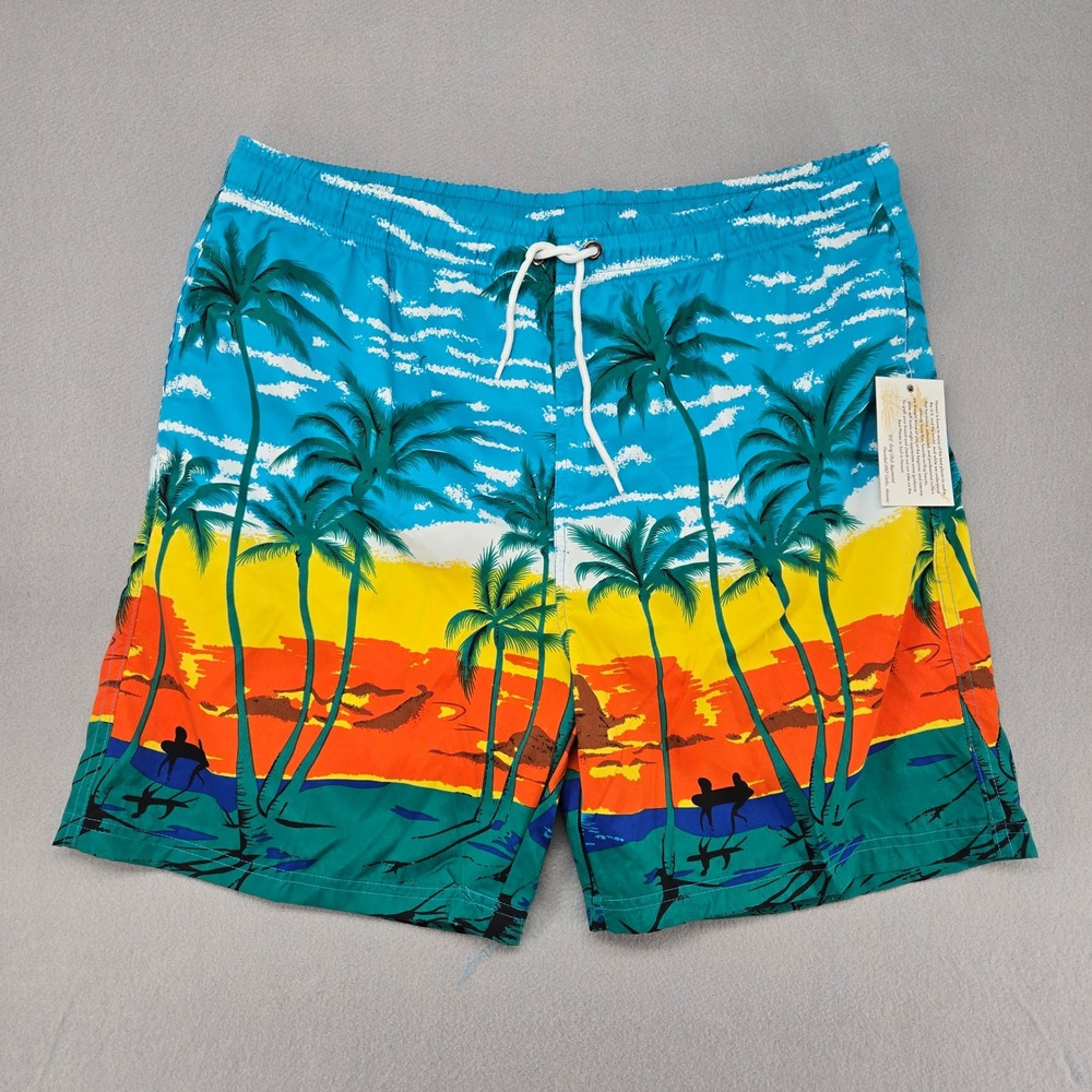 U.S. Surf Club Hawaii Graphic Tropical Palm Board Shorts Swim Trunks XXL NWT